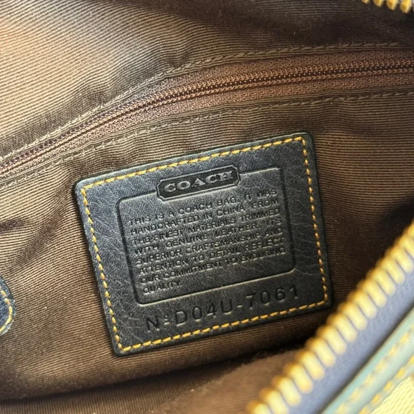 Coach Tan and Blue Buckle Shoulder Bag - Picture 5 of 8